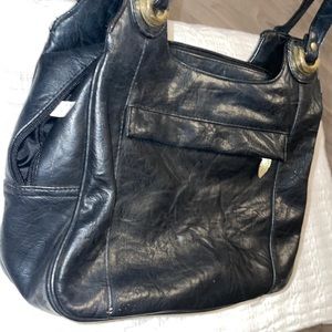 TR Bentley Brand leather double strap bag black gold hardware crossbody